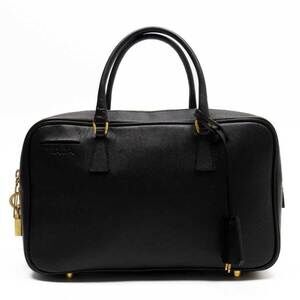 Prada Black Saffiano Leather Bauletto Satchel